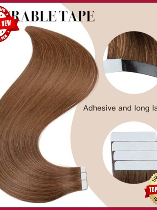 20 Inch Tape In Human Hair Extensions 20 Pieces 50g Thick Ends Straight main image 5